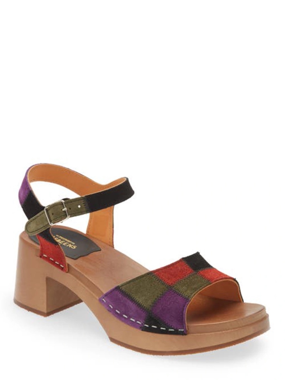 Swedish Hasbeen Patchwork Block Heel Sandals Size 37/US 7 NWOT